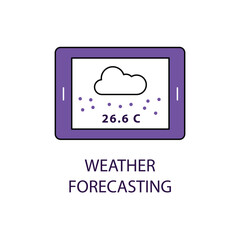 Quantum Enhanced Weather Forecast Icon with Editable Stroke.