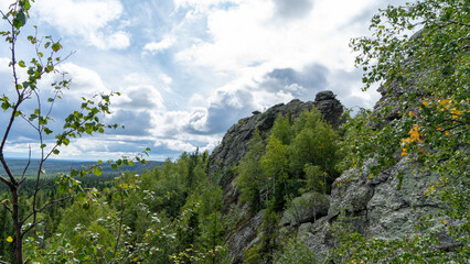 Mountain Shunut or Shunut-Kamen in Sverdlovsk region of Russia, mountain peak of Urals with length of 15 kilometers, located west of Yekaterinburg