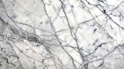 Close-up of white Carrara marble with fine grey veins, photographed with a shallow depth of field to focus on its timeless and refined patterns. --ar 16:9 --v 6.0 --s 250 --style raw