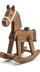 Beautifully crafted wooden rocking horse and child carriage in traditional Chinese folk art style