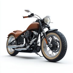 Fototapeta premium Classic bobber motorcycle with a sleek design against a white background