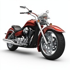 Obraz premium Cruiser motorcycle showcasing sleek design on a white background