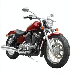 Cruiser motorcycle on a white background showcasing sleek design and powerful build