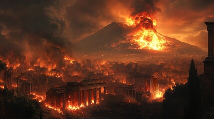 The catastrophic eruption of Mount Vesuvius during the destruction of Pompeii