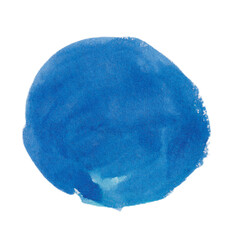 blue watercolor hand painted round circle isolated on white or transparent png