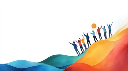 Leader Acknowledging Team's Hard Work in Watercolor Style with Blank Space for Text