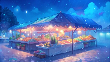 Fototapeta premium Illustration of a Colorful Market Stall