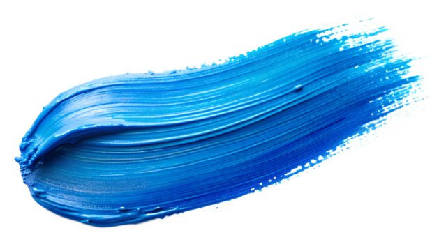 blue stroke of paint isolated on transparent background