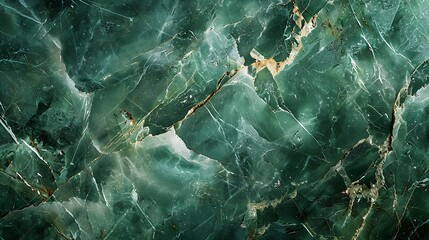 Rich green marble with delicate white veins, captured with a wide-angle lens to emphasize its lush and serene ambiance. --ar 16:9 --v 6.0 --s 250 --style raw