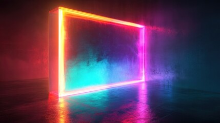 Obraz premium Close-up of a multicolored glowing rectangular object creating an abstract effect against a dark background.