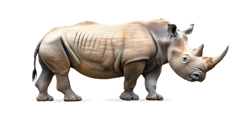 Fototapeta premium Rhinoceros animal side view isolated on white background