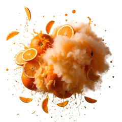 Orange Explosion Art Print, Vibrant Fruit Burst Image, Creative Juice Splash Picture, Citrus Art, Colorful Abstract Fruit Design, Kitchen