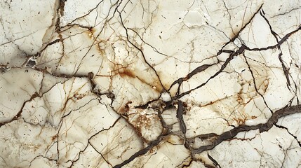 A close-up of antique beige marble with dark brown veins, captured under diffused natural light to emphasize its vintage and classic appearance. --ar 16:9 --v 6.0 --s 250 --style raw