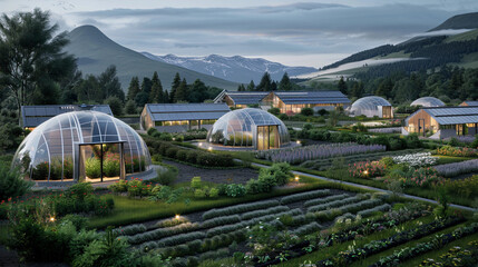 Smart Greenhouses in a Serene Countryside