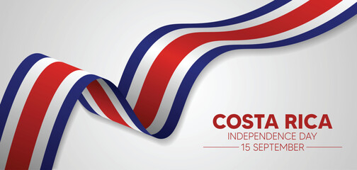 costa rica independence day 15 September flag ribbon vector poster