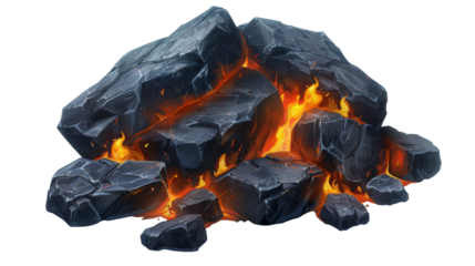 Cartoon coals glowing with barbecue grill fire