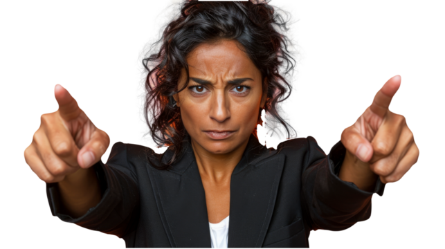 Frustrated woman in a formal setting