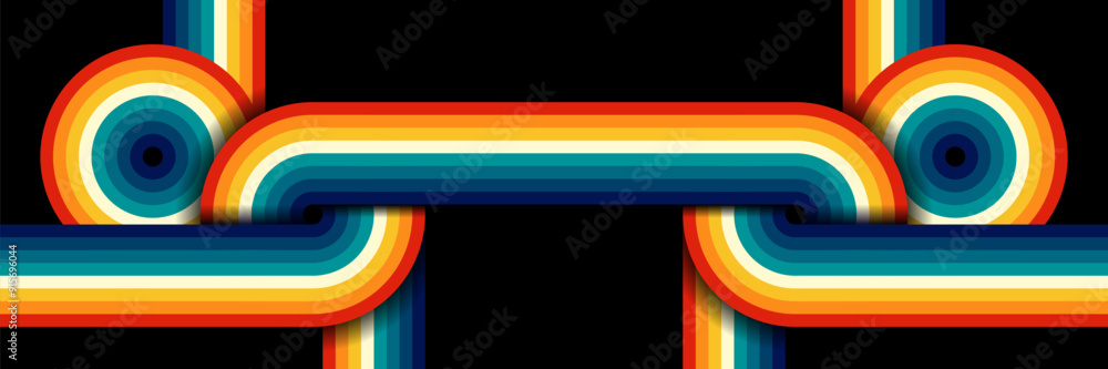 Poster creative concept curve retro line decoration curve elements vector design template