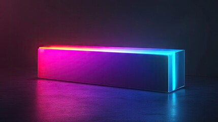 Obraz premium Glowing rectangular object with multicolored illumination creating an abstract effect against a dark backdrop.