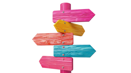 Colorful Wooden Arrow Signposts for Direction and Guidance