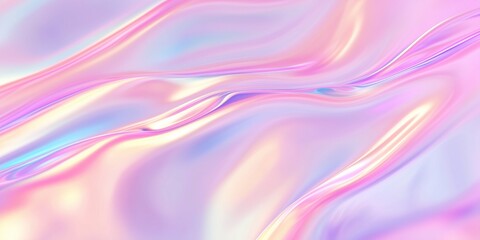 Fototapeta premium Vibrating holographic liquid textures with glossy shimmering coating, abstract liquid motion background, pastel neon colors, 3D rendering of colorful abstract background.