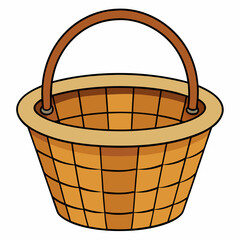 Wicker basket vector isolated on white background