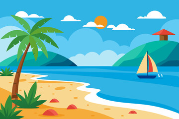Sea beach vector illustration 