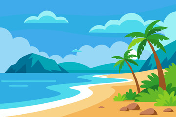 Obraz premium Sea beach vector illustration 