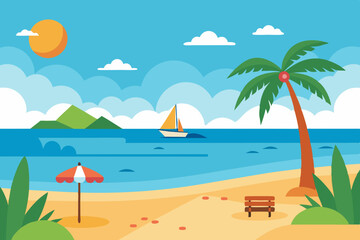 Obraz premium Sea beach vector illustration 