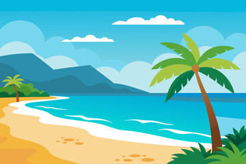 Obraz premium Sea beach vector illustration 