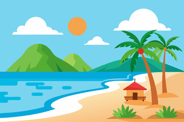 Sea beach vector illustration 