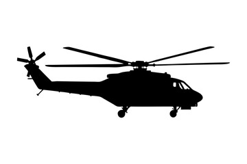 Fototapeta premium Military helicopter vector silhouette in white background