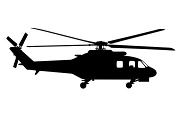 Military helicopter vector silhouette in white background