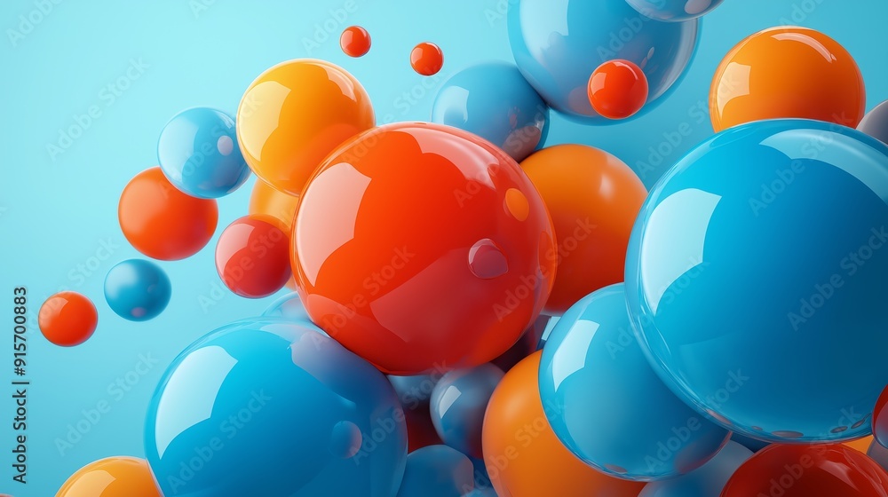 Poster a colorful array of balls in various sizes and colors. concept of playfulness and creativity, as the