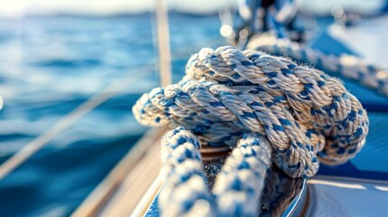 Close-up of a Nautical Rope on a Yacht