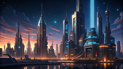 Obraz premium Futuristic Skyline Vector Illustration