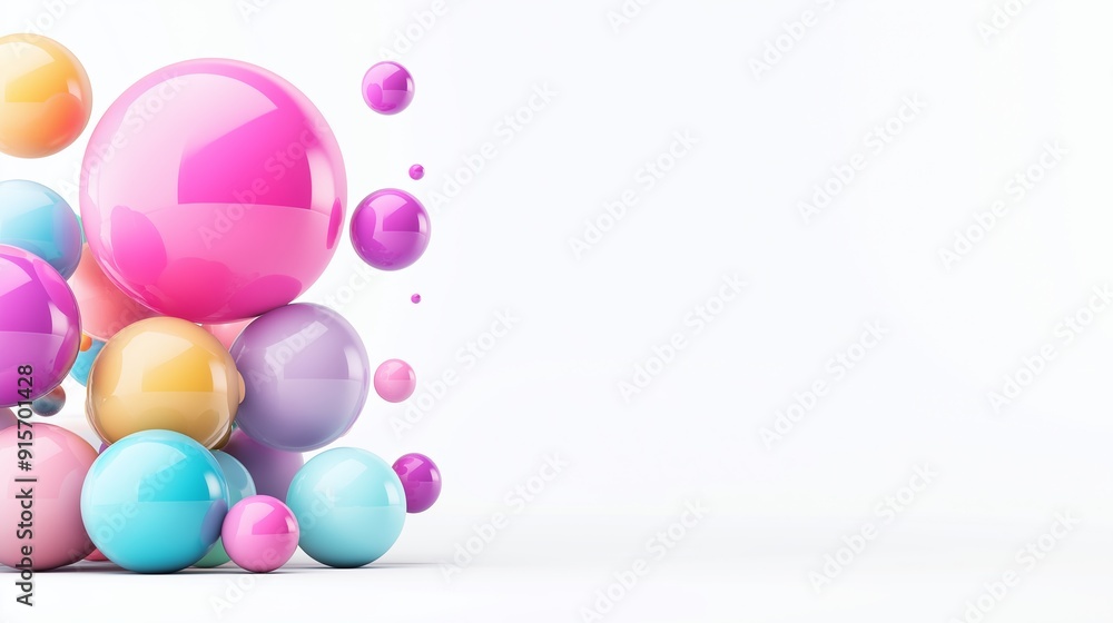 Poster a colorful array of balls in various sizes and colors. the image is a vibrant and playful display of