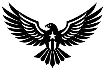 Obraz premium Patriotic Eagle vector silhouette on white background