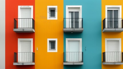 Fototapeta premium Colorful Apartment Fronts in a Mediterranean Coastal Town