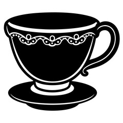 hand drawn tea cup vector silhouette 