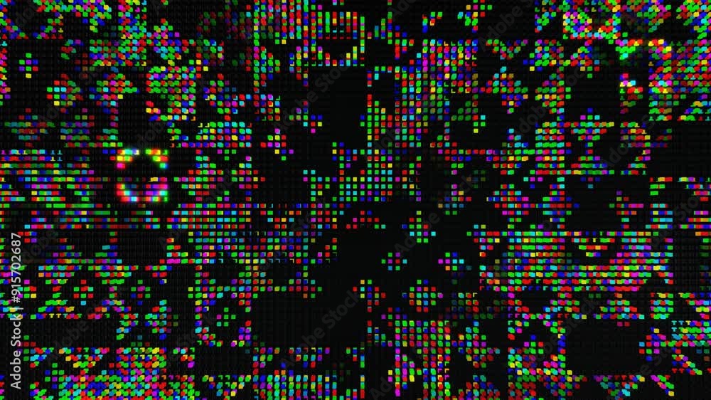 Poster waves runs across pixels. 3d abstract looped background modern performance, lot of gray blocks form 