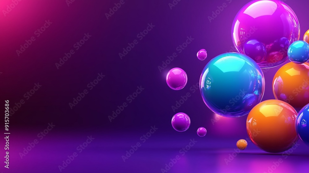 Aufkleber a colorful background with a bunch of different colored spheres. the spheres are all different sizes