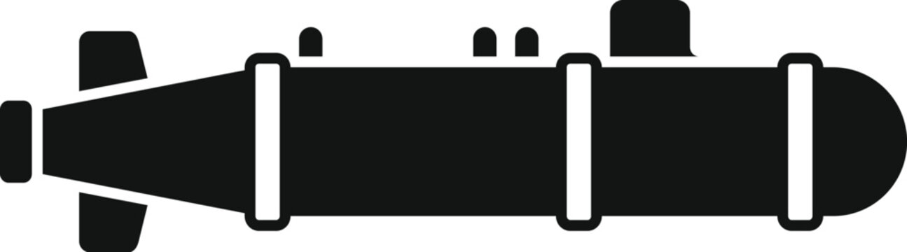 recommend clip art: Simple black and white illustration of a military submarine navigating underwater
