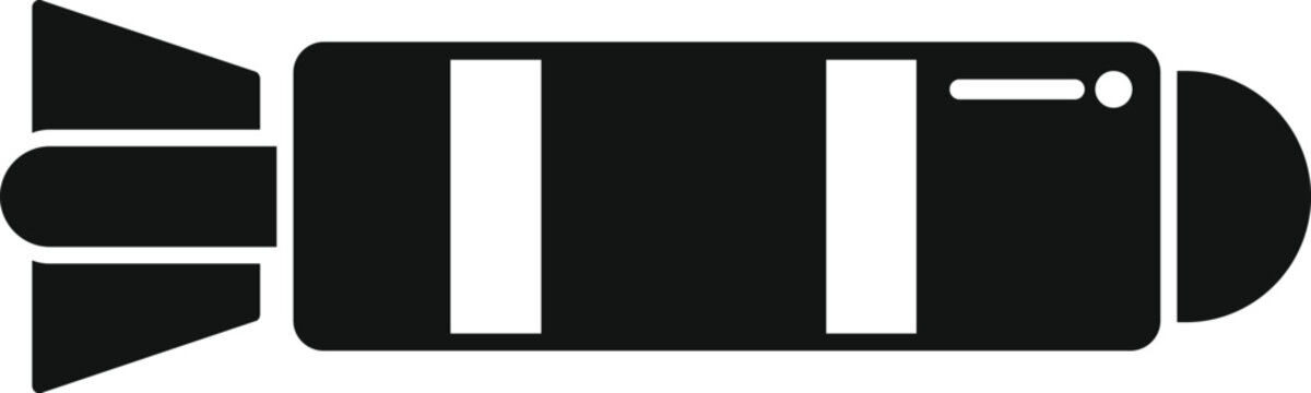 recommend clip art: Black and white icon of a military torpedo, a self propelled underwater weapon