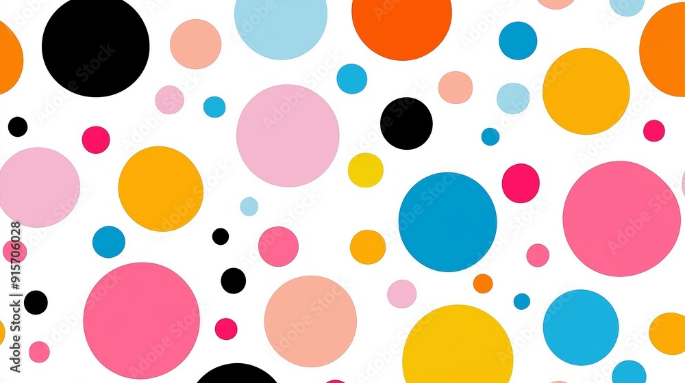 Poster a colorful pattern of circles is displayed on a white background. the circles are of various sizes a