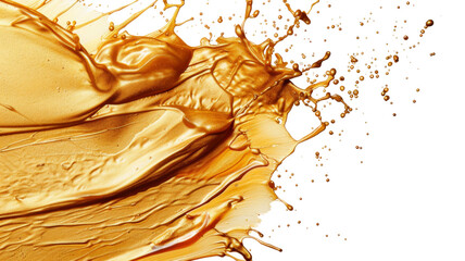 Abstract Golden Liquid Splash on White Background