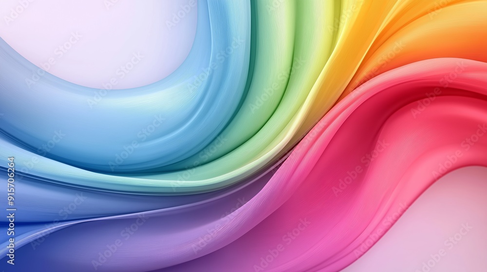 Poster a colorful, flowing piece of fabric with a rainbow pattern. the colors are vibrant and the fabric ap