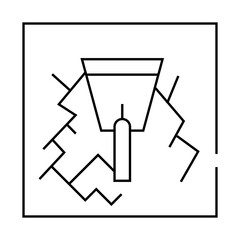 wall gaps plaster line icon vector. wall gaps plaster sign. isolated contour symbol black illustration