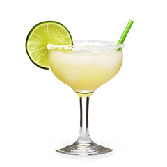 Margarita cocktail with lime isolated on white background