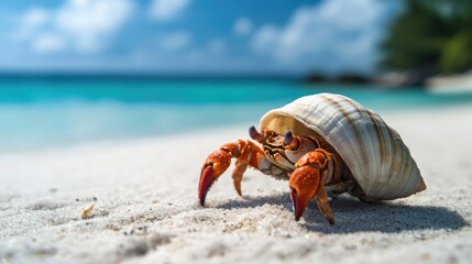 Hermit Crab on a Tropical Beach